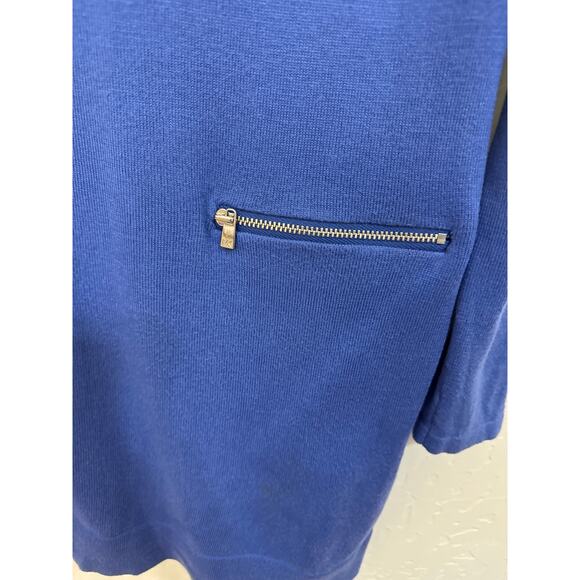 Michael Kors Blue Knit Sweater Dress with Zipper Pockets - Size Medium - Picture 4 of 11